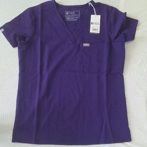NWT FIGS Catarina One Pocket Scrub V-Neck Deep Purple Size Small